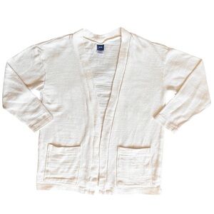 Old Navy size 5 XS girls light cream white slub open cardigan sweater